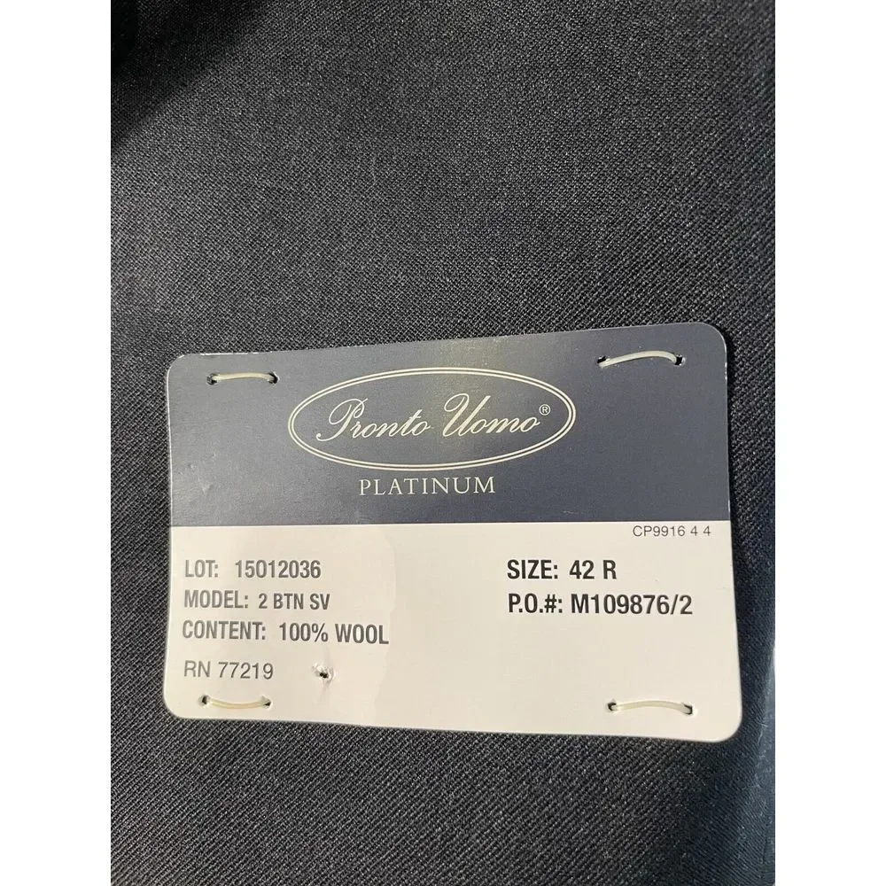 NWT Pronto Uomo Platinum 42R Gray 100%‎ Wool 2Btn Notched Lapel Blazer